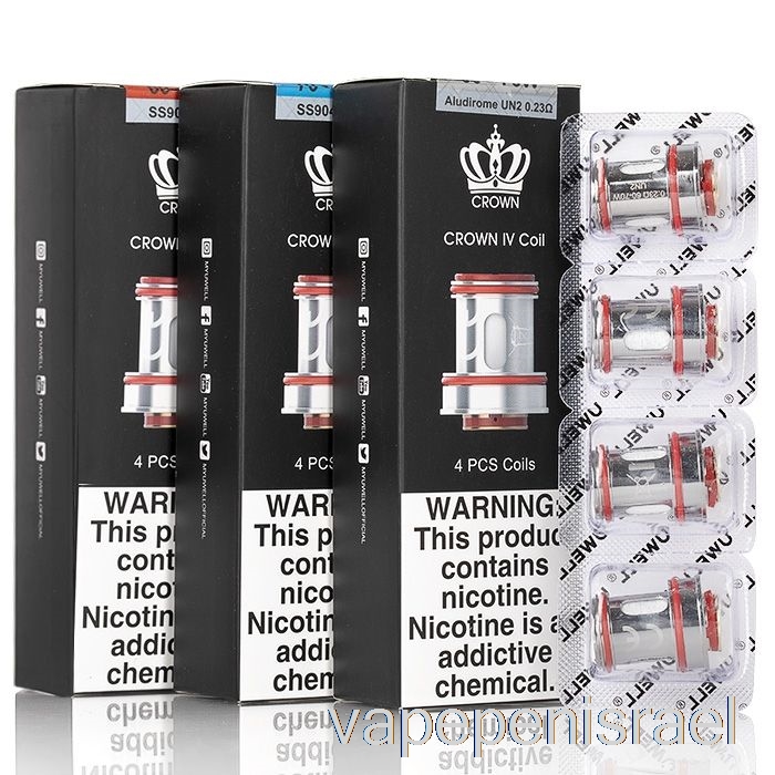 חד פעמי Vape Israel Uwell Crown 4 סלילים חלופיים 0.4 אוהם סלילי Ss904l כפולים